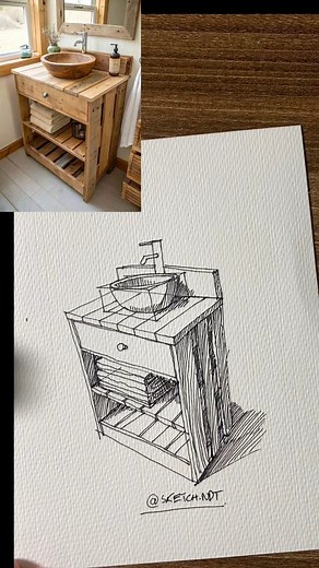 How to Sketch a Rustic Pallet Wood Vanity (Step-by-Step) | Nguyễn Đăng Tuấn