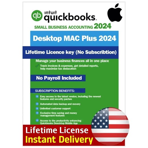 Intuit Quickbooks Desktop Mac Plus 2024 | 1 User | No Subscription - Etsy