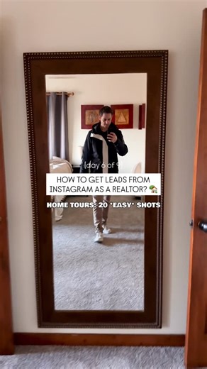 Jimmy Conover | Instagram Marketing for Realtors on Instagram: "Save this for the next time you’re filming a home tour! And like this post if it got you motivated to shoot a house. Welcome Day 6 of 9 of How To Get Leads from Instagram as a Realtor so you can WIN 2026 with your marketing. The reality is that everyone from 19 to 70 year old Realtors are getting leads from Instagram And the reality of why you aren’t is because you’re over complicating it. ✅ Comment the word “VIEWS” and I’ll send yo