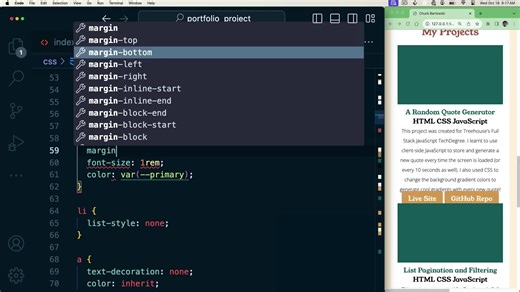 Styling the Projects, Contact and Footer Sections