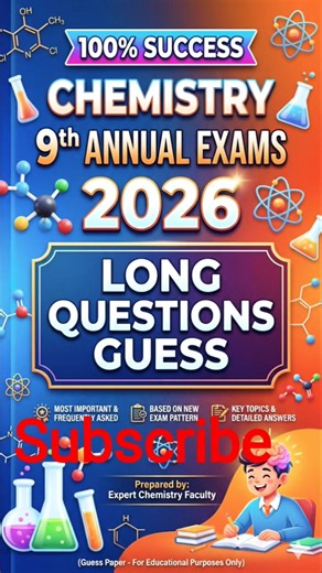 Guess important Long Questions Chemistry 9th class annual exams 2026💯#shorts #fypシ゚viral #trending