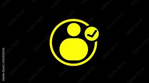 Contact with write sign include user icon animation on black background. Avatar or person icon. Profile picture, portrait symbol.