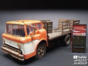 Ford C600 Stake Bed Truck with Coke Vending Machines 1/25 Scale Model Kit Build Review AMT1147 AMT