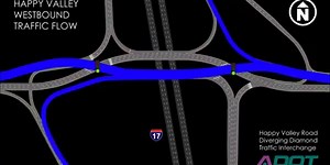 IT'S ALMOST HERE! The diverging diamond interchange at I-17 and Happy Valley is scheduled to open in mid-October. For those of you who drive through that area, our video gives you a look at how traffic will flow. You can learn more about DDIs here: https://bit.ly/33i2fXe | Arizona Department of Transportation