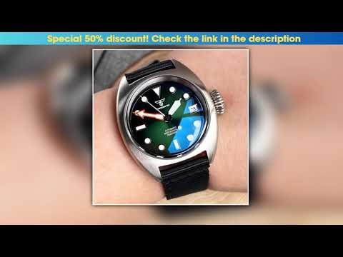 36mm Military Diver Mechanical Watch Men NH35 AR Domed Sapphire Sunburst GreenRedBlue Big Crown