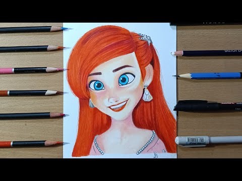 HOW TO DRAW PRINCESS ARIEL FROM LITTLE MERMAID | COLOUR PENCIL ART
