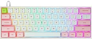 YUNZII SK61 Pink Hotswap Mechanical Gaming Keyboard with Optical Switch, RGB, Programmable Custom Keyboard (Gateron Blue Switch, Pink 61 Keys)