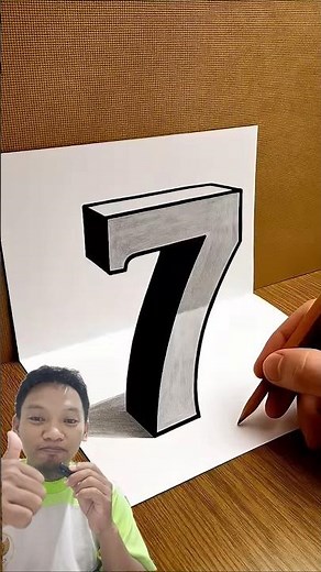 How to draw a 3D three-dimensional illusion of the number 7, cool and easy #3ddrawing #drawing #3...