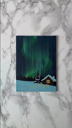 Beautiful Northern Lights Watercolor Painting | Easy Winter Night Scenery Tutorial