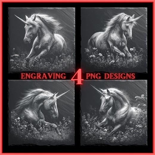 4 Realistisches Einhorn Laser PNG | Fantasy Pferd Schiefer Untersetzer Dateien | Magische Blumenkunst - Etsy.de