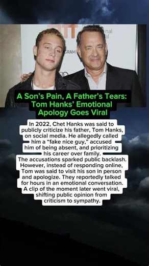 A Son’s Pain, A Father’s Tears: Tom Hanks’ Emotional Apology Goes Viral #hollywood #news