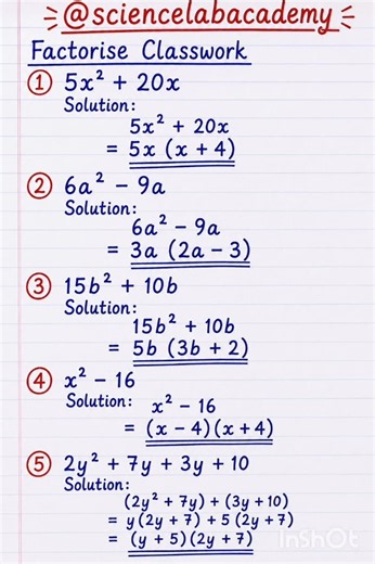 factorization class work:#maths #sciencelabacademy #educatio