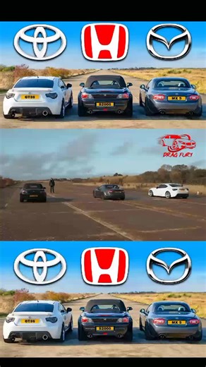 Toyota Vs Honda Vs Mazda #tik_tok #fyp #foryou #dragrace #toyota #honda #mazda