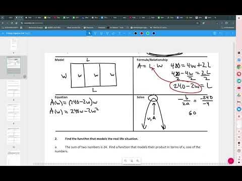 College Algebra Unit 2.7 Notes Optimization Day 1
