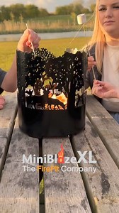 The MiniBlaze is a tabletop firepit providing warmth and ambience to your garden table. Now available in a larger size - The #MiniBlazeXL #outdoor #gardentok #garden https://www.thefirepitcompany.co.uk/product-category/tabletop/ | The Firepit Company