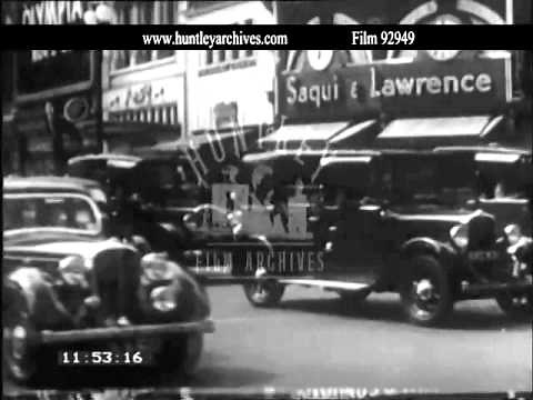 Piccadilly Circus and Shaftesbury Avenue, 1930's. Archive film 92949