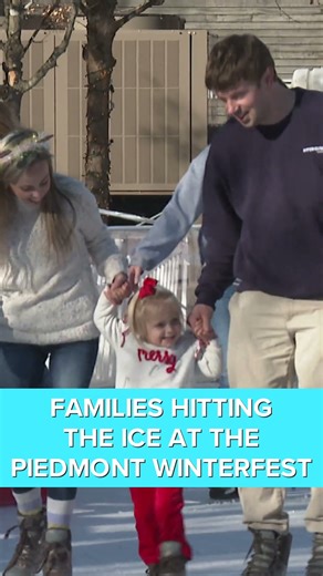 Families enjoying the ice and keeping cool at Piedmont Winterfest