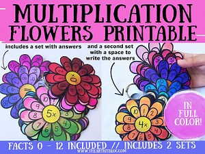 Multiplication Flower Printable, Math Wheels 0 - 12, Flash Cards, Activity Sheets, Nature Printables, Learning, Homeschooling, Times Table - Etsy