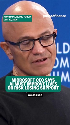 4.2K views · 50 reactions | Microsoft CEO Satya Nadella says AI must improve lives or risk losing support. | Yahoo Finance | Facebook