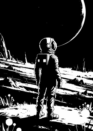 'Astronaut on alien planet' Poster, picture, metal print, paint by Spunk_Edge | Displate