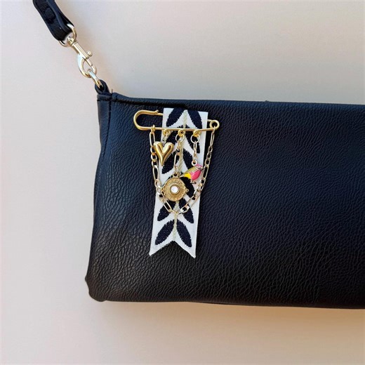 Brooch Safety Pin Charm Decorative Safety Pin Unique Accessory Boho Style Eclectic Design Chevron Ribbon Clothing Purse Backpack Tote Decor - Etsy