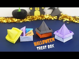 DIY Halloween Pumpkin Treat Box | Origami Pumpkin Gift Box| Halloween Origami | Halloween Crafts