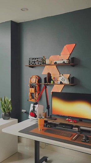 12K views · 105 reactions | elvn9 Setting up with Nanoleaf Ultra Black Triangles 李 | Minimal Desk Setups | Facebook