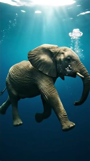 Unbelievable! Baby Elephant Swimming Deep Under the Ocean | Hyper Realistic Slow-Mo #asmr