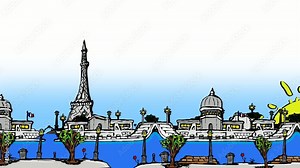 Paris city travelling cartoon drawing sketch animation