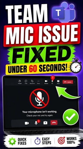 Teams Microphone Not Working? 5 Quick Fixes in Under 60 Seconds | #shorts #microsoftteams #teams