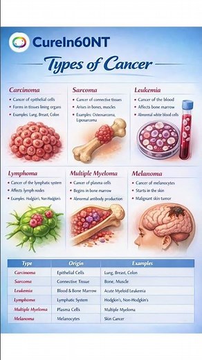 Types of Cancer Explained Simply |Carcinoma Sarcoma Leukemia Lymphoma Myeloma Melanoma #healthydiet