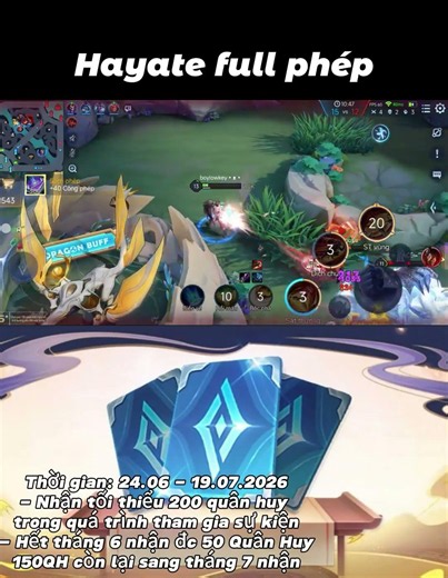 Full magic damage Hayate #arenaofvalor #aovhighlights #pressurekick #aov #viral #fyp