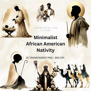 African American Nativity Clipart | Watercolor Holy Family (digital Download) - Etsy