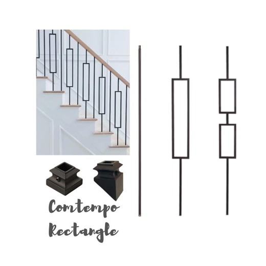 Iron Balusters - Modern Rectangle Metal Spindles for Stairs - Satin Black Hollow Core Wrought Iron - Etsy