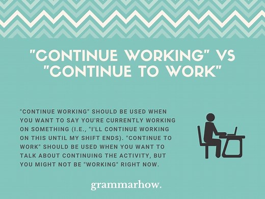 “Continue Working” vs “Continue To Work” - Difference Explained ( 14 Examples)