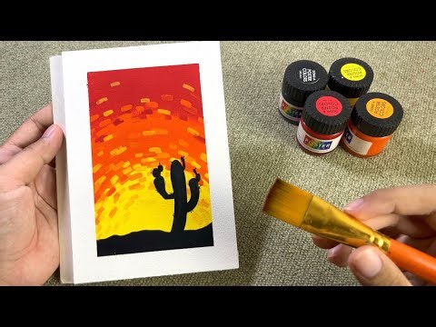 Super Easy Sunset Poster Color Painting for Beginners! | Step-by-Step
