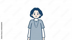Tunic middle woman_Salute with a serious expression_with alpha channel