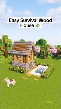 Easy Survival Wood House | Tutorial 🏡 37 #minecrafttutorial #minecraftbuilds #minecraft #mcxiaoli