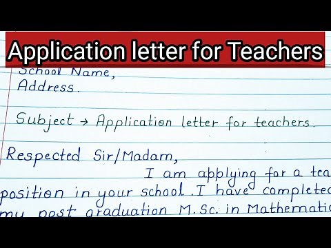 Application Letter for the Post of Teacher | Application for teaching job