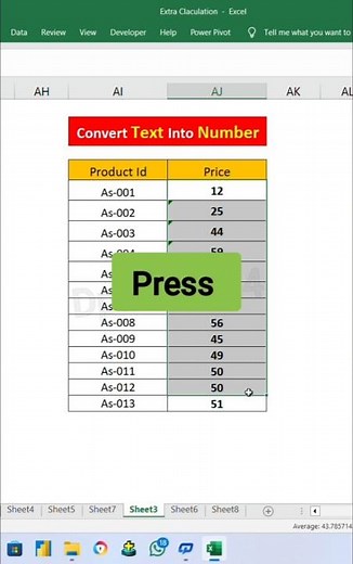 Convert text in to Number | #excel