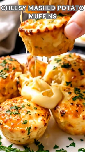 Mashed potatoes mixed with cheddar, eggs, and butter. Spoon into muffin cups, top with cheese, and bake at 375°F for 25 minutes. Golden, cheesy, and crisp on the outside soft and fluffy inside. 🛒 Ingredients (Makes 6 muffins) ➤ 2 cups mashed potatoes (leftovers work perfectly) ➤ 1 cup shredded cheddar cheese, divided ➤ 2 large eggs ➤ ¼ cup milk ➤ 2 tbsp melted butter ➤ 2 tbsp chopped fresh parsley (plus extra for garnish) ➤ Salt and pepper to taste 👩‍🍳 Instructions Preheat oven to 375°F (190°