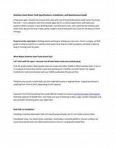 Stainless Steel Water Tank Specifications - SlideServe