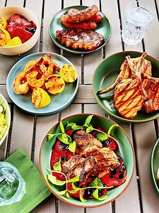 Flex your grill skills with a South African Braai! This mixed grill traditionally includes chorizo, tri-tip steak, hotel cut pork chops, and shrimp. What is your go-to-grilling item this summer? 🥩 🔥🍖 #braai #grillingseason #summer Ingredients 🛒 Braai Spice Blend 1 tbsp Smoked paprika 1 tbsp Ground coriander 1 tbsp Garlic powder 1 tbsp Onion powder 2 tsp Sea salt 2 tsp Cracked black pepper 1 tsp Dried thyme Braai Proteins 6 Chorizo sausages 8 Lamb loin chops 2.5 lbs Sterling Silver Tri Tip Gr