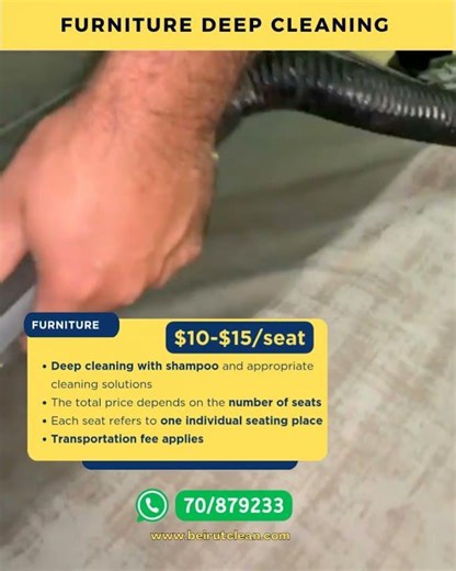 Furniture Shampoo Cleaning in Beirut | How Pricing Works