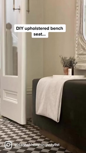 DIY Upholstered bench seat Love how this one turned out…and finishes the hallway perfectly. #diy #diytok #diytutorial #diytiktok #diyfurniture #diyupholstery #diytwins #interiordecor #diyhomeprojects #diyprojectsideas #renovation