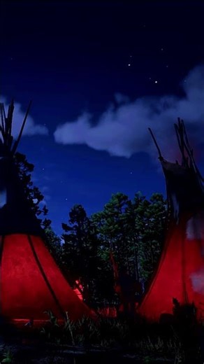 Firelight Reflections 🔥 | Native Night Ambience | RDR2 #rdr2 #naturesounds