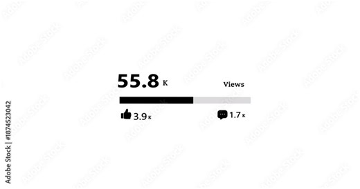Social Media Views Count Animation with Fast Increasing Loading Bar. 4K Professional Progress Bar Increasing for Viral Video Metrics. Modern Digital Milestone Animation of 1M Views