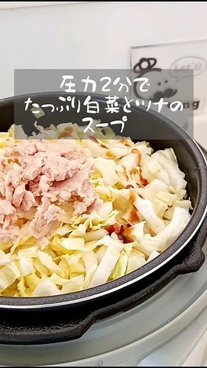 電気圧力鍋2分でたっぷり白菜とツナのスープ