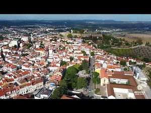 Vista aérea sobre a cidade de Abrantes, Portugal.