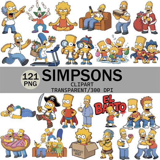 Simpsons Clipart Bundle | 121 PNG Illustrations (transparent Background) - Etsy